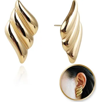 Náušnice Flamenco Mystique Náušnice z nerezové oceli pozlacené 14k zlatem, velké puzety KST3374