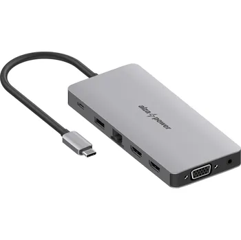 USB hub AlzaPower Metal USB-C Dock Station 12v1 Triple Screen vesmírně šedý
