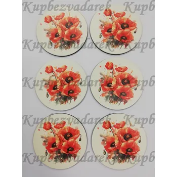 Podtácek - Vlčí máky Velikost: kruh 6x10cm