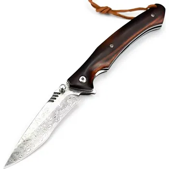 Kuchyňský nůž Damaškový outdoorový skládací nůž GR 31678 Hnědá
