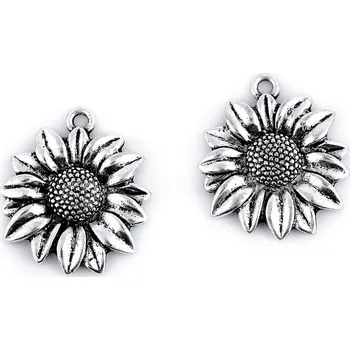 Přívěsek Přívěsek slunečnice 23x27 mm - platina s patinou (2 ks)