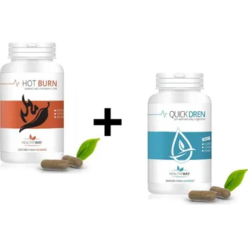 Healthy Way Akční balíček: HOT BURN strong (spalovač tuků) + Quick Dren (odvodnění) – 2×60 kapslí