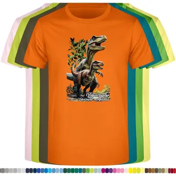 detske-levne-bavlnene-tricko-potisk-velociraptor-dino Barva: Orange - oranžová, Dětská bavlněná trička JHK: M