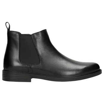 Pánské polobotky Černé Pánské Kožené Kotníkové Boty Chelsea Se Zipem Wojas 2004351 40