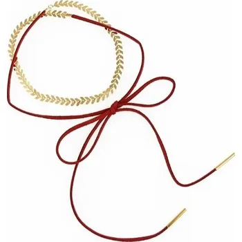 Náhrdelník Flamenco Mystique Náhrdelník choker "Chevron" - bordový, zlatý N482BOR