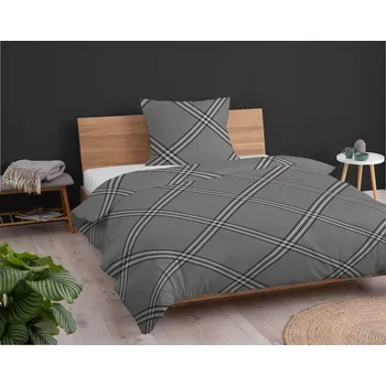 Povlečení FORBYT Souprava 1+1 ložního bavlněného povlečení, Káro šedé
