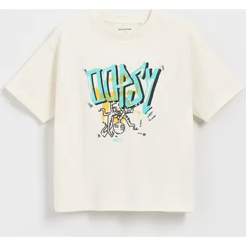 Reserved - Bavlněné tričko s potiskem - krémová - 149CJ-01X - 149CJ-01X-122