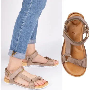 Dámské sandále Dámské barefoot sandály Kallia kožené béžové velikost 39