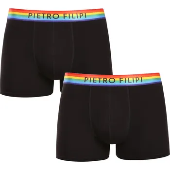Sada pánského spodního prádla 2PACK pánské boxerky Pietro Filipi černé rainbow (2PBG1) S Možnost vrácení zboží ZDARMA do 120 dnů!