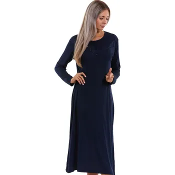 Dámské noční prádlo Modrá dlouhá jemná luxusní noční košilka s krajkou 1D1195 modrá xxxl