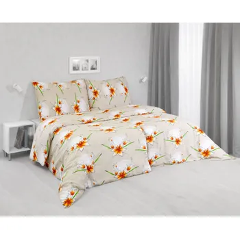 Povlečení Krepové povlečení Oranžová japonská zahrada šedé 140 x 200, 70 x 90 cm