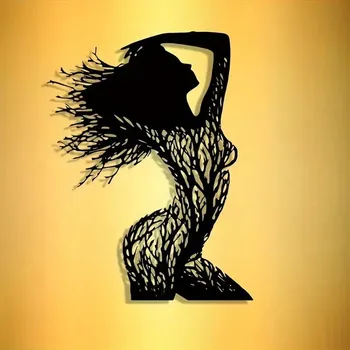 Obraz BAF Kovové nástěnné umění Dívka ve větru 30 x 23 cm