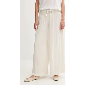 Dámské kalhoty Kalhoty United Colors of Benetton dámské, béžová barva, široké, high waist, 4VW95F00C 01X, vel. S