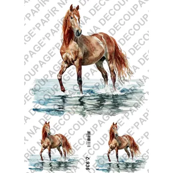 Umělecký papír Rýžový a soft papír na decoupage - Kůň - KB0936 Materiál: Soft, Rozměr: A4