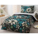 XPOSE® Bavlněné Renforcé povlečení KVĚTINOVÝ ZÁHON - modré 140x200 cm, 70x90 cm, Bavlna RENFORCÉ + Prodloužená možnost vrácení zboží do 50 dnů