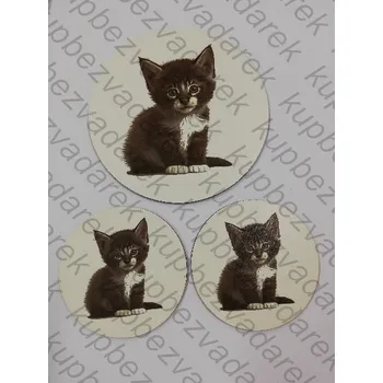 Podtácek - Černé kotě Velikost: kruh 15cm + 2x kruh 10cm