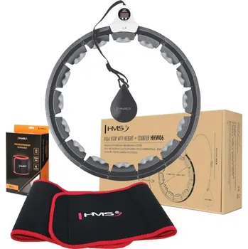 HMS HHW06 masážní hula hoop černá + závaží + počítadlo + zeštíhlující pás BR163