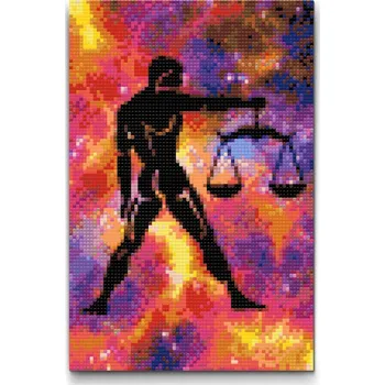 Diamantové malování Diamantové malování - Znamení zvěrokruhu - Váhy Velikost: 20x30cm, Rámování: Pouze srolované plátno, Diamanty: Čtvercové