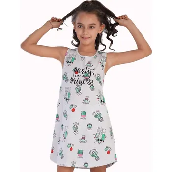 Dámská noční košile Šedá i zelená dívčí noční košilka s kaktusy na princeznovskou párty 1F0832 zelená 98-104-3-4-let