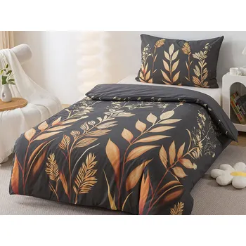 Povlečení XPOSE® Bavlněné Renforcé povlečení KAMALA - černé 140x200 cm, 70x90 cm, Bavlna RENFORCÉ + Prodloužená možnost vrácení zboží do 50 dnů