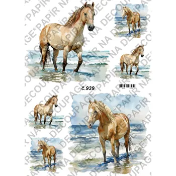 Umělecký papír Rýžový a soft papír na decoupage - Kůň - KB0939 Materiál: Soft, Rozměr: A4