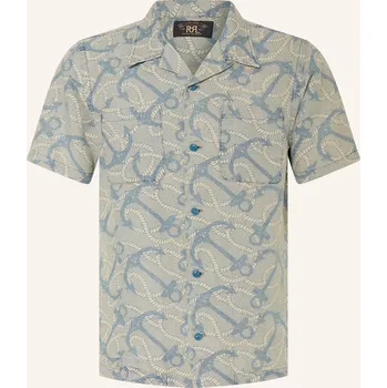 Pánská košile Rrl Pánská Košile Resort Relaxed Fit Se Lnem, černošedá /...