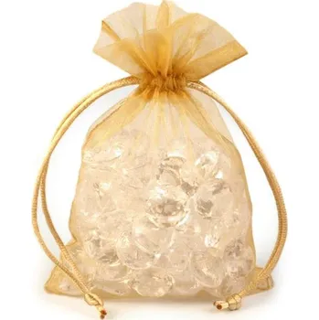 Svatební dekorace Dárkový pytlík 10x15 cm organza 10ks Barva: zlatá