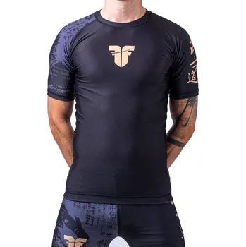 Oblečení pro bojové sporty Fighter Rashguard Samurai s krátkým rukávem - černá/zlatá, FRSG-SAM-01-SS S