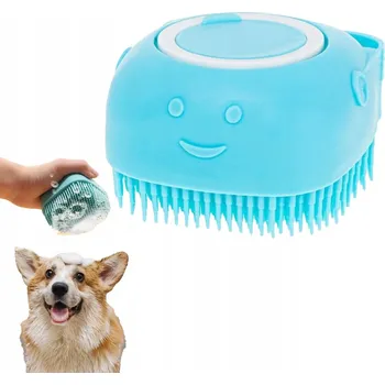 Kosmetika pro psa KARTÁČ NA MYTÍ PSŮ A KOČEK S DÁVKOVAČEM NA ŠAMPON, SILIKONOVÝ