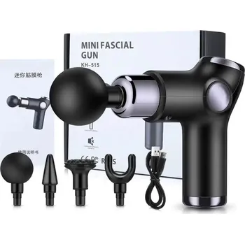 Masážní přístroj MASÁŽNÍ PISTOLE na tělo a záda, Masážní Přístroj ANTICELULITIDNÍ, sada 4 nástavců