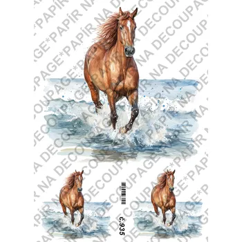 Umělecký papír Rýžový a soft papír na decoupage - Kůň - KB0935 Materiál: Soft, Rozměr: A4