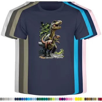 Dívčí tričko detske-levne-bavlnene-tricko-potisk-velociraptor-dino Barva: Navy - tmavě modrá, Dětská bavlněná trička JHK: M