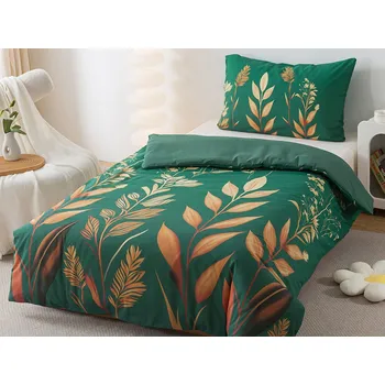 Povlečení XPOSE® Bavlněné Renforcé povlečení KAMALA - zelené 140x200 cm, 70x90 cm, Bavlna RENFORCÉ + Prodloužená možnost vrácení zboží do 50 dnů