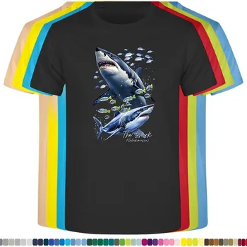 Dívčí tričko detske-levne-bavlnene-tricko-potisk-zraloci-morsky-svet Barva: Black -černá, Dětská bavlněná trička JHK: S