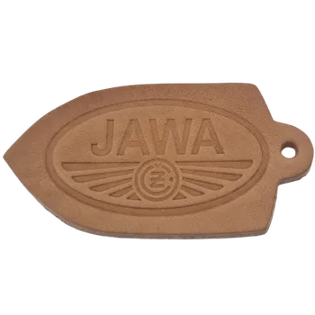 Klíčenka SVĚTLE hnědá s logem JAWA ČZ - (pravá kůže)