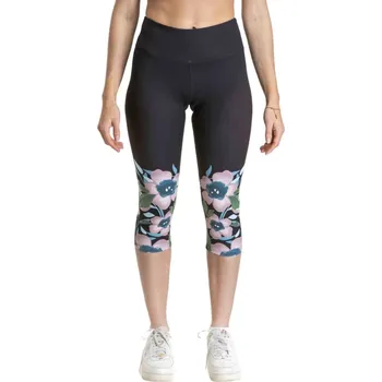 Dámské legíny Dámské legíny Meatfly Edna černá/ růžové květiny XL