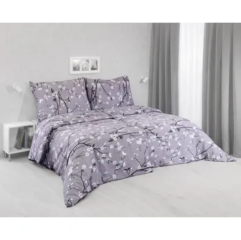 Povlečení Krepové povlečení Šedé květy 140 x 200, 70 x 90 cm