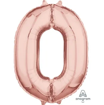 Balónek Amscan Fóliový balón - číslo 0, růžovo-zlatý 66 cm