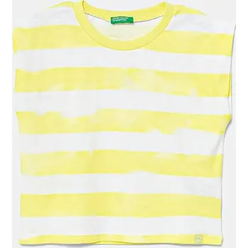 Chlapecké tričko Dětské bavlněné tričko United Colors of Benetton 3SL3C10OW.G.Seasonal žlutá 10X, vel. 122