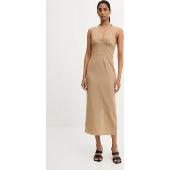 Dámské šaty Lněné šaty Answear.LAB ps9093s.fos hnědá 82X, vel. M