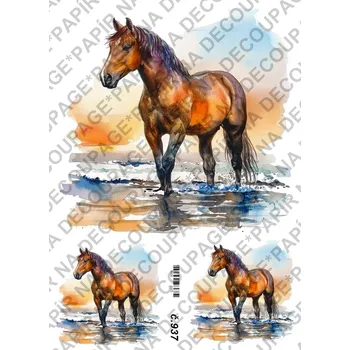 Umělecký papír Rýžový a soft papír na decoupage - Kůň - KB0937 Materiál: Soft, Rozměr: A4