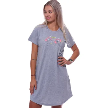 Dámské noční prádlo Šedá noční košilka s krátkými rukávy pro ženy či dívky se slony 1C3808 šedá s