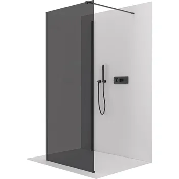 CERANO - Sprchová zástěna Walk-in Onyx Corner Cube L/P - 8 mm - černá matná, grafitové sklo - 120x80x200 cm