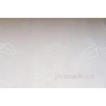 ubrus Bílý ubrus s lístečky TCZZ-6 - kruh 75 cm