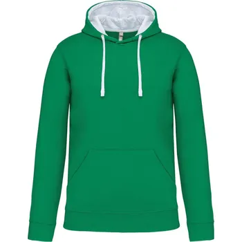 Pánské oblečení KARIBAN Pánská mikina s kontrastní kapucí K446 Barva: Zelená kelly světlá - Bílá, Velikost: XS