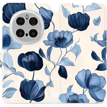 Pouzdro na mobilní telefon Mobiwear flip knížkové pro Honor Magic7 Pro 5G - Modré květy
