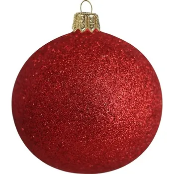 Skleněná vánoční ozdoba se zářivě červeným posypem