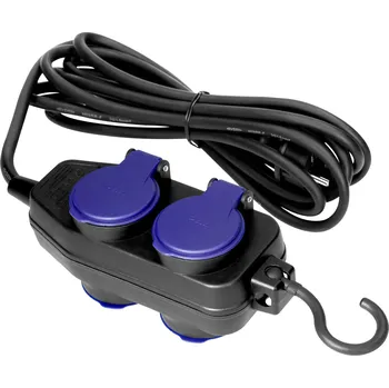 vypínač a zásuvka ORNO AE 13299-10M - venkovní 10m prodlužovací přívod, 4x zásuvka s víčkem, krytí IP44, háček pro zavěšení