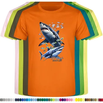 detske-levne-bavlnene-tricko-potisk-zraloci-morsky-svet Barva: Orange - oranžová, Dětská bavlněná trička JHK: S