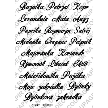 Umělecký papír Rýžový a soft papír na decoupage - Nápisy kuchyně - KB0930 Materiál: Soft, Rozměr: A4